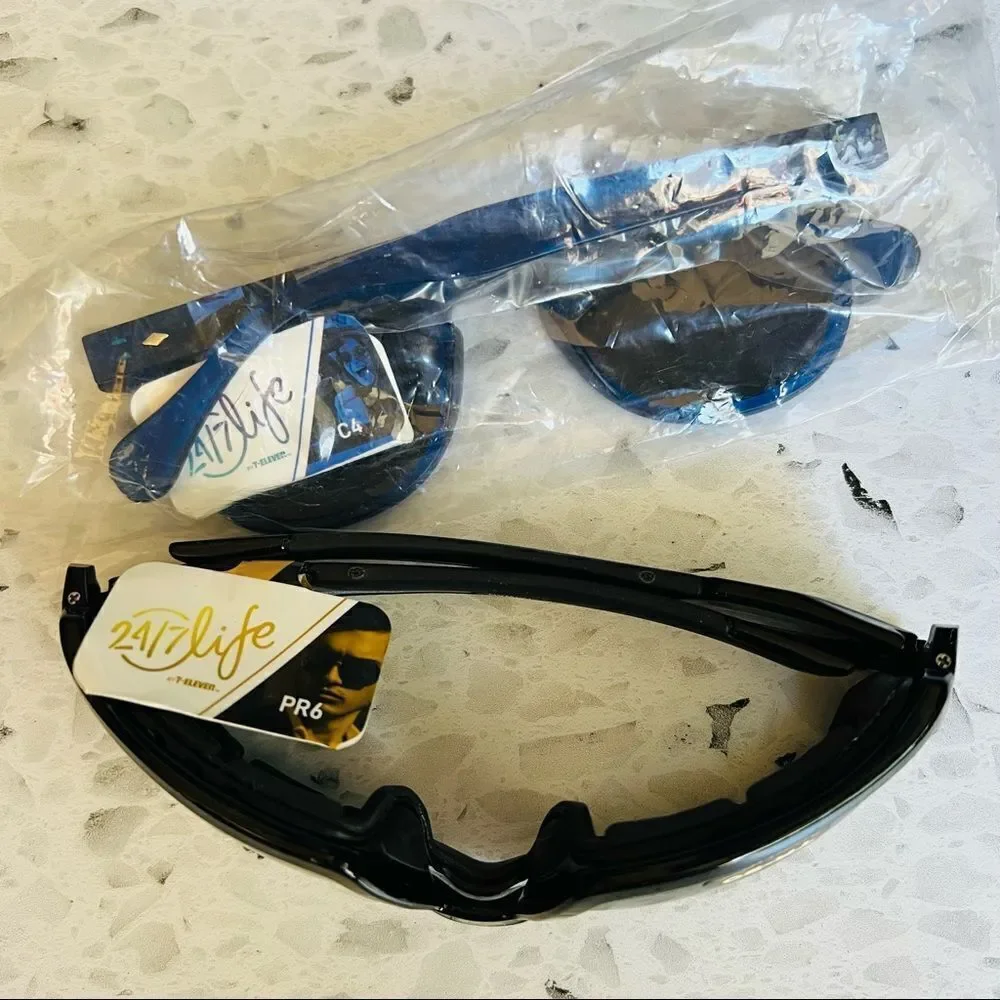 24/7 LIFE Sunglasses - Black & Blue Pair - Set of 2 NWT